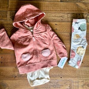 Carter's Baby Girl 3-Piece Apple Cardigan Set